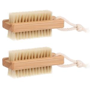 Wooden Nail Brush Set, 1Pcs Nail Scrubber Brush for Cleaning Toes and Fingernails, Two-Side Nail Scrub Brushes with Hanging Rope