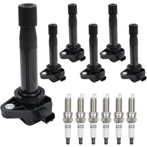 Ignition Coil Pack UF603 and Iridium Spark Plug 93175 Compatible with Honda Accord Odyssey Ridgeline Pilot Acura RL TL TSX MDX RDX 3.5L 6Pcs