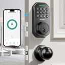Keyless Entry Door Lock with Handle Wi-Fi Door Locks for Front Door Anti-Peeping Password App Control Smart Door Lock for Homes Hotel Bedroom Doors with 2 Door Knobs