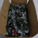 Christmas Garland with Lights - 9FT Pre-Lit Flocked Garland with 30 LED Bulbs, Red Berries, Pine Cones, Artificial Pine Battery Operated Garland for Fireplace, Staircase, Indoor & Outdoor Decoration