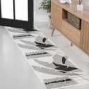 JONATHAN Y Abstract Palm Leaf Indoor Outdoor Runner Rug 2X8 Gray/Cream, Shelby Coastal Vintage for Backyard, Patio, Porch, Easy-Cleaning, High Traffic, Pet-Friendly, Non-Shedding (TSN403C-28)