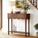 Wood Scalloped Entryway Table, Console Table with Storage Shelf 2 PCS Drawers Modern Hallway Accent Table, Sofa Table Behind Couch for Living Room Entrance Foyer 23.6" (Walnut)