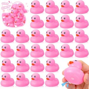 Hungdao 24 Pcs 2 Inch Mini Rubber Ducks for Kids Children Party Favors Bulk Bath Ducks Summer Pool Floating Toys Birthday Gifts for Boys Girls Baby Shower Supplies(Pink)