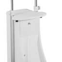 Adjustable Height Rolling Laptop Cart with Storage, Sit to Stand Desk with Wheels, Podium Stand or Medical Cart, White