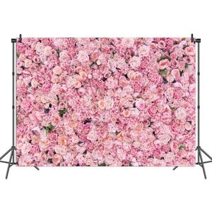 BINQOO 7x5ft Pink Rose Wall Background Pink Flowers Backdrops Spring Tea Party Backdrop Floral Girls Birthday Weeding Valentine's Day Mother's Day Event Banner Photo Props