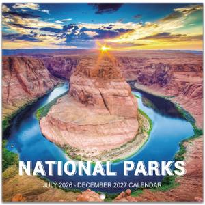 National Parks Calendar 2026-2027 - JUL 2026 - DEC 2027, Wall Calendar 2026-2027, 18 Monthly Calendar 26-27, 12" x 24" (Open), Wall Calendar with Unruled Blocks(1.5" x 1.4") + Thick Glossy Paper