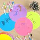 120 Pieces Colorful Large Dry Erase Dots Circles 11 Inch Removable Vinyl Table Stickers Wall Decals Spots with 16 Pieces Whiteboard Markers for Classroom Teacher Students Home Desk Wall