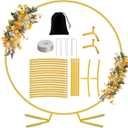 Nisoger 8FT Round Backdrop Stand, Circle Gold Balloon Wedding Arch Frame, Metal Wedding Backdrop With Storage Bag For Parties, Baby Shower, Ceremony and Graduation Decorations