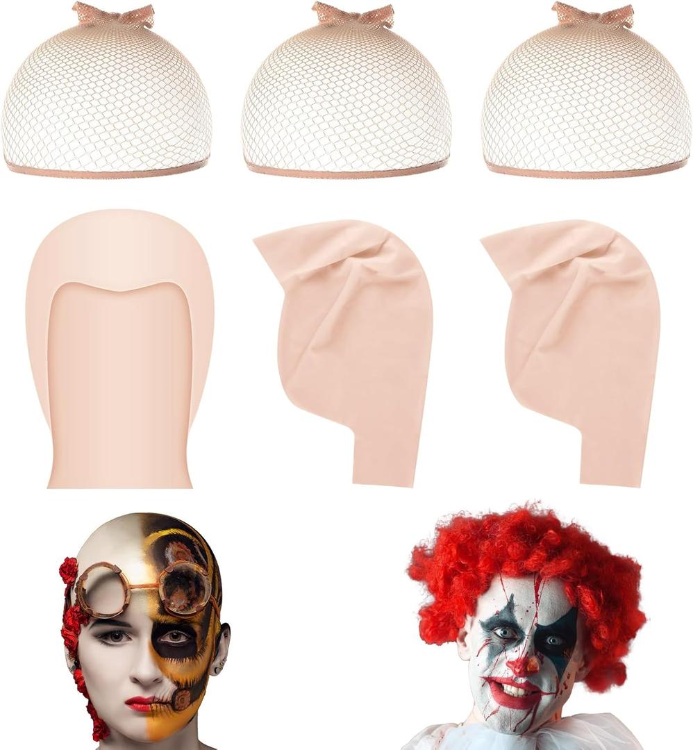 PLULON Halloween Bald Cap for Woman Men, Latex Bald Caps for Adults Women Makeup Wig Caps