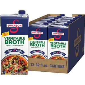 SWANSON S 100% Natural, Gluten-Free Vegetable Broth, 32 Oz Carton (Pack of 12) (BB: December 28, 2025)