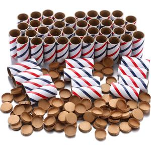 Faccito 50 Pcs Red White Blue Firework Tubes 1 x2-1/2 x3/32 Stick Fireworks Pyro Cardboard Tubes and End Plugs for Patriotic 4th of July Party Favors Birthday Wedding Decor