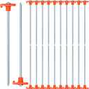 Yesland 20 Pack Tent Stake Heavy Duty, 10 Inch Non-Rust Metal Tent Pegs Ground Yard Stake Tent Spikes for Camping Patio, Garden, Canopies, Grassland, Outdoor, Hiking, Orange