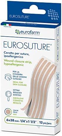 EUROSUTURE - Skin Closure, Hypoallergenic, Reinforced, Round Ends, 1/4 x 1 1/2 inch, 6Strips per Box (Tan Color) EUROSUTURE - Skin Closure, Hypoallergenic, Reinforced, Round Ends, 1/4 x 1 1/2 inch, 6Strips per Box (Tan Color)