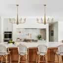 ACNKTZ Gold Chandeliers for Dining Room, 8-Light Modern Farmhouse Metal Chandelier, Brushed Brass Vintage Candle Lighting Hanging Ceiling for Kitchen Island Living Room Foyer Bedroom, 8-light/31.5 In