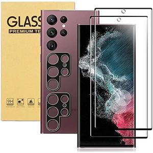 XDesign [2+2 Pack Galaxy S22 Ultra Screen Protector, 9H Tempered Glass Scratch Resistant, Ultrasonic Fingerprint Support, For Samsung Galaxy S22 Ultra 5G 6.8 Inch Glass Screen Protector