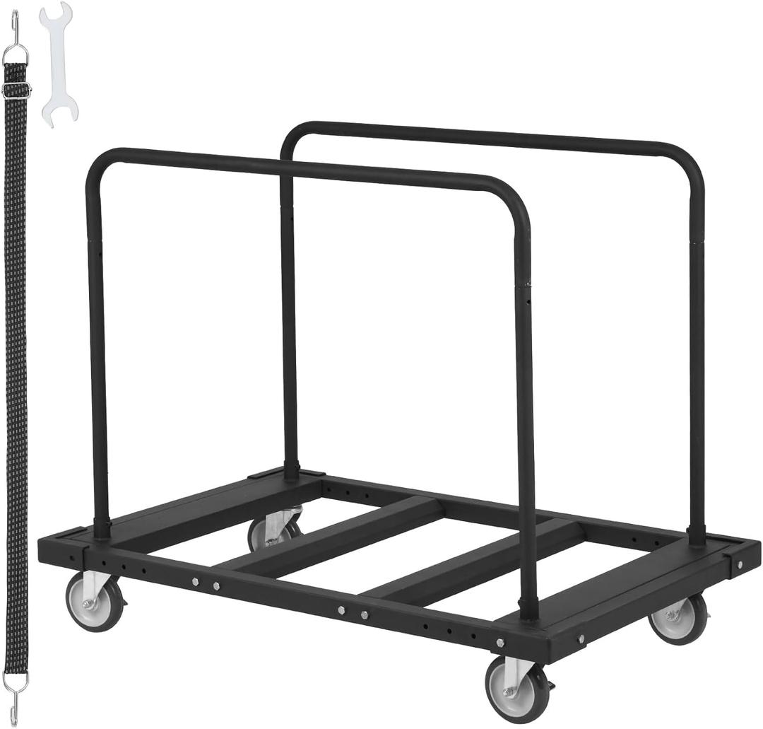 VEVOR Folding Table Cart, 1800 LBS Heavy Duty Table Trolley with 5" Swivel Wheels, Black Desk Trolley for Garage, Home, Warehouse, Party Event Hotel Furniture 10 Table Capacity