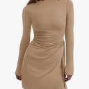 PRETTYGARDEN Womiches ni Bodycon Dresses Long Sleeve Ruched Fitted Short Night Out Trendy Party Club Outfits Fall Clothes L