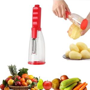 2 x Vegetable peelers for kitchen, Potato Peeler, Fruit Carrot Veggie Peelers Built-in peel catcher, Peeler with Ergonomic Non-Slip Handle,Dishwasher safe for home, office and camping(Red)
