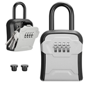 Puroma Lock Box, Key Lock Box Wall Mount & Portable Combination Lockbox with Resettable Code, Security Lockbox for Outside House Keys, Apartment Realtors Spare Keys Storage (1 Pack, Gray)