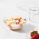 PLASTICPRO 30 Pack 12 Ounce Hammered Plastic Bowls, Heavyweight Disposable Bowl Set, Elegant Clear with Gold Rim, BPA Free, for Parties, Dinners, Events