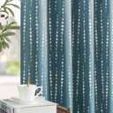 jinchan 95% Blackout Bohemian Moon Phase Print 84 Inch Long Blue Curtain Suitable for Bedroom, Living Room, Nursery, Farmhouse, Pole Mouth, Back Label, Insulated Window Treatment Set 2 Panels
