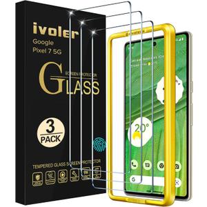 ivoler [3 Pack] Screen Protector Tempered Glass for Google Pixel 7 5G 2022 [Fingerprint Unlock Compatible] with Easy Installation Frame 9H Hardness Clear Film, Bubble Free, Case Friendly