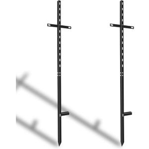 2 Pcs 46 inchens T-Bar Yard Sign Stakes Heavy Duty Metal Stake Yard Sign Holder/Black Steel Powder Coated Sign Posts for Outside/ 2mm Thickness Rust-Proof Outdoor Sign Holder for Outdoor Lawn Yard