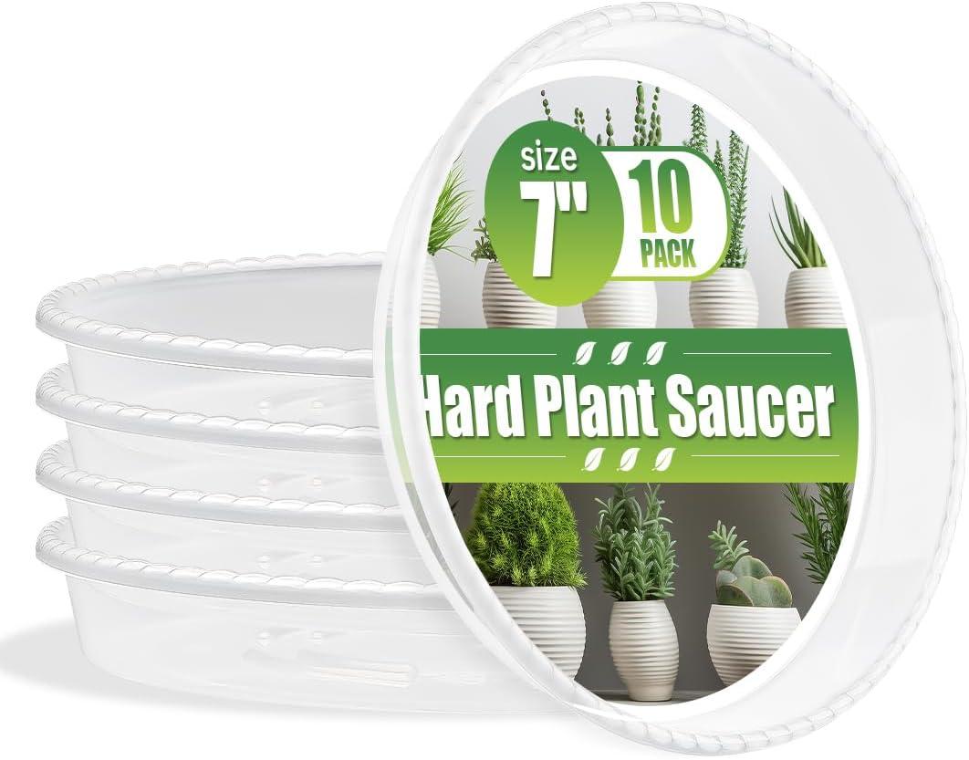 10 Pack Plant Saucer 7 Inch Clear Plant Trays for Pots Thickened Transparent Plant Saucer Tray Indoor and Outdoor Pot Saucer