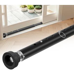 Sliding Door Security Bar, 17-55 Inches Adjustable Window Security Bars, 1 Inch Heavy Duty Sliding Door Lock Bar with Rubber Tips, Sliding Glass Door Security Bar for Home Apartment (Black)