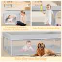 Omzer Baby Playpen with Mat 71x59inch: Large Playpen for Babies and Toddlers Indoor Safety Play Pen with Soft Breathable Mesh - All-Wrapped Sponge Sturdy Play Yard with Stable Mat Magic Sticker