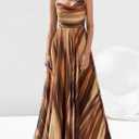 BTFBM Women Summer Floral Maxi Dresses Elegant Spaghetti Strap Dress Printed Party Dress Beach Long Dresses (Brown, XL)