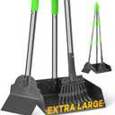 TOOGE Larger Pooper Scooper, Dog Pooper Scooper for Large Medium Small Dogs Heavy Duty Long Handle Metal Tray Rake Shovel Set for Yard Grass (1. Rake & Shovel & Large Tray)