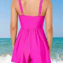 Smismivo Swim Rompers for Women Tummy Control V Neck Swimsuits with Shorts One Piece Modest Bathing Suits Full Coverage 2026 (Hot Pink, X-Large)