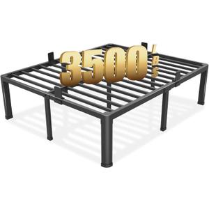 18 inch California King Bed Frame with Round Corner Legs Mattress Slide Stopper, 3500 lbs. Heavy Duty Metal Platform, Steel Slat Support, No Box Spring Needed, Easy Assembly, Noise Free