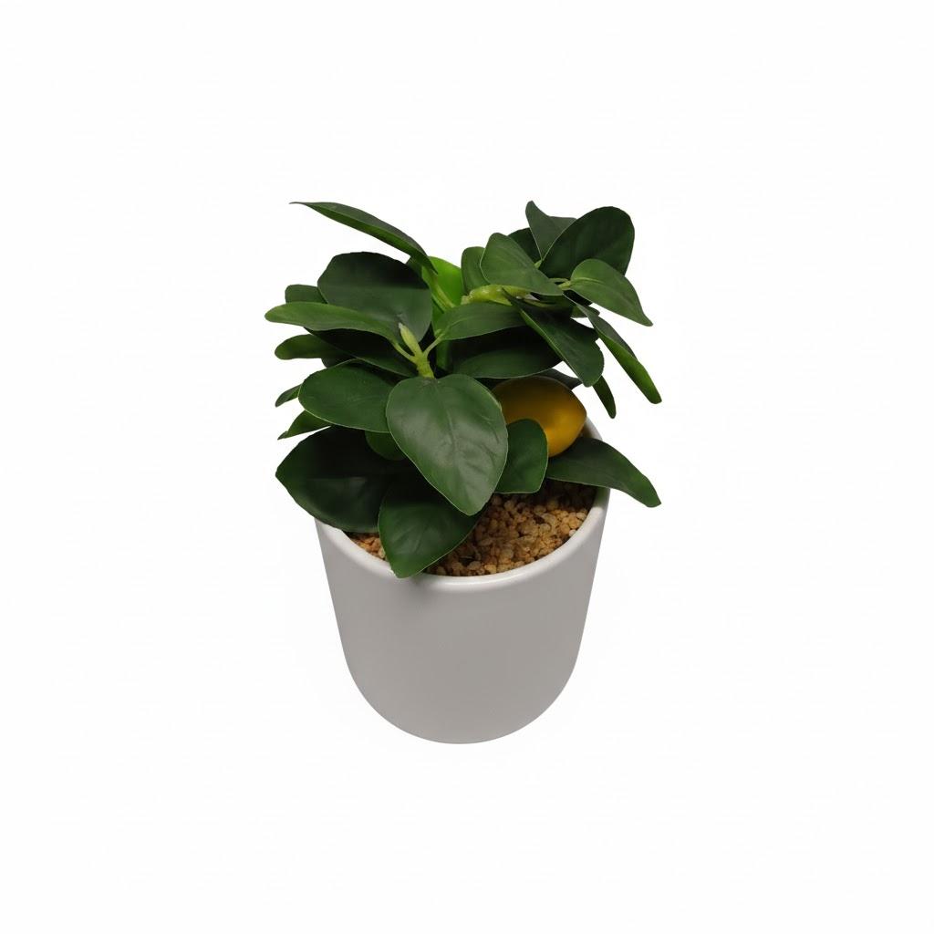 Fake Plants Artificial Tropical Plants Indoor in White Pot for Home Office Desk Accessories Bathroom Sage Green Decor Lemon