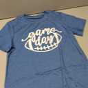 Game Day Football T Shirts Women Cute Football Graphic Tee Tops Funny Sunday Casual Short Sleeve Tee Shirts Azure Blue L