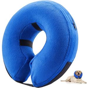 E-KOMG Dog Cone After Surgery, Protective Inflatable Collar, Blow Up Dog Collar, Pet Recovery Collar for Dogs and Cats Soft (Large(12"-18"), Blue)