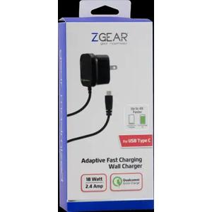 Zgear (18w) Adaptive Fast Charge Usb-c Wall Charger - Black
