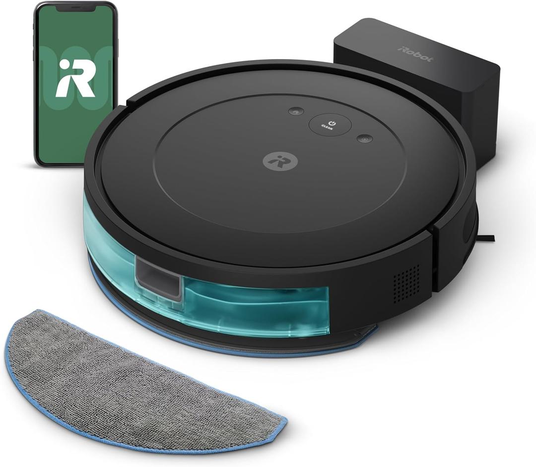 iRobot Roomba Robot Vacuum and Mop Combo (Y0140) - Vacuums & mops, Easy to use, Power-Lifting Suction, Multi-Surface Floors, Smart Navigation, Cleans in Neat Rows, Self-Charging, Bagless, Space-Saving