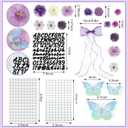 35 Pcs DIY Graduation Cap Decorations Accessory Kit, 3D Artificial Flowers, Butterfly & Alphabet Letter Stickers, Pearl Stickers, Bowknot for Grad Hats Decor(Purple)