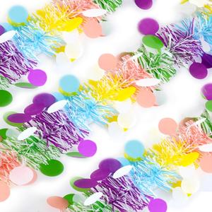 Easter Garland Decorations 33Ft Colorful Tinsel Spring Pastel Garland Easter Tree Decor for Bedroom Office Classroom Party Indoor Outdoor Holiday Home Decoration Supplies Blue Yellow Pink White