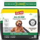 Glad for Pets Activated Carbon Dog Training Pads - Absorbent Large Disposable Dog Pee Pads for Dogs, XL Potty Pads for Dogs, Charcoal Puppy Pads with Adhesive Tabs, Jumbo Dog Pads, 28" x 30", 50 Count