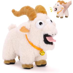 FunisFun Goat Plush with Bell, Goat Stuffed Animal with Funny Screams Sound, Gag Gift for Adults Friends and Coworkers Desk Toy