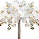 DILATATA 4 Pcs Fake Orchid Flowers 9 Large Heads of Real Touch Vivid Phalaenopsis Orchid Flower Stem 36'' Tall, Artificial Flowers Branches for Home Decor, Office House Deco-Blue Flowers