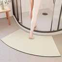 Non-Slip Corner Shower Mats,Semi-Circular Bath Mat, Curved Bath Rug, Washable Absorbent Bathroom Rug, Corner Bath Mat Carpet for Circular Shower (Ivory, 18''X39'')