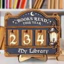 Books Read This Year Counter, Reading Tracker Sign for Home Library Decor, Book Suncatcher Ornament, Book Lover Gift for Librarian, Reader, Teacher, Women, Bookshelf Accessories for Wall & Table