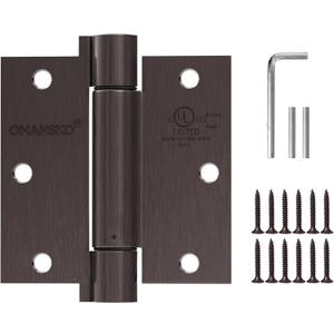 2 Pack Self Closing Door Hinges 3.5 inch Oil Rubbed Bronze Door Hinges Spring Loaded Auto Close Hinges Square Corners Adjustable Tension for Interior Door 3 1/2 Auto Self-Closing Hinge