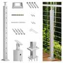 Fulifix 36" Silver Stainless Steel Level Railing Post, Corrosion Resistant, Adjustable Top for Most Balcony/Stairway Railing Systems & DIY Cable Railing, Easy Install with All Hardware Included