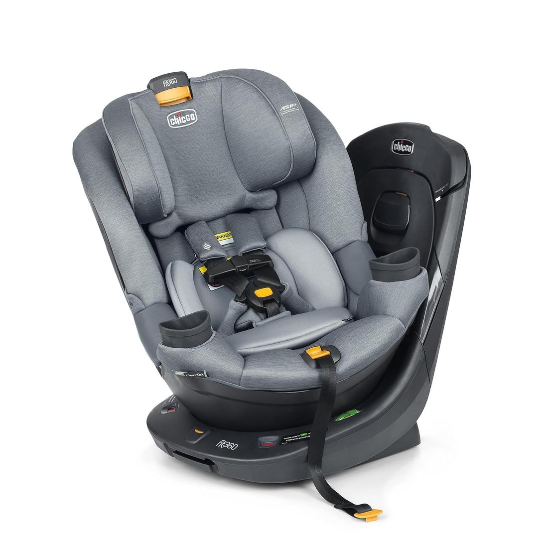 Chicco Fit360 ClearTex Rotating Convertible Car Seat with 360 Degree Rotation for Rear-Facing and Forward-Facing, LeverLock Self-Tensioning Lock System, Titanium/Grey. Mfd Dec/2025