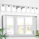 8-Light Bathroom Vanity Light,Brushed Nickel Vanity Lights with Square Frosted Glass,Modern Wall Lights Fixtures Over Mirror,Wall Sconces Lighting for Bedroom Living Room,E26